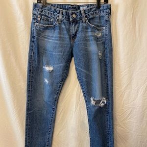 Adriano Goldschmied cigarette ankle jeans. Distressed denim.